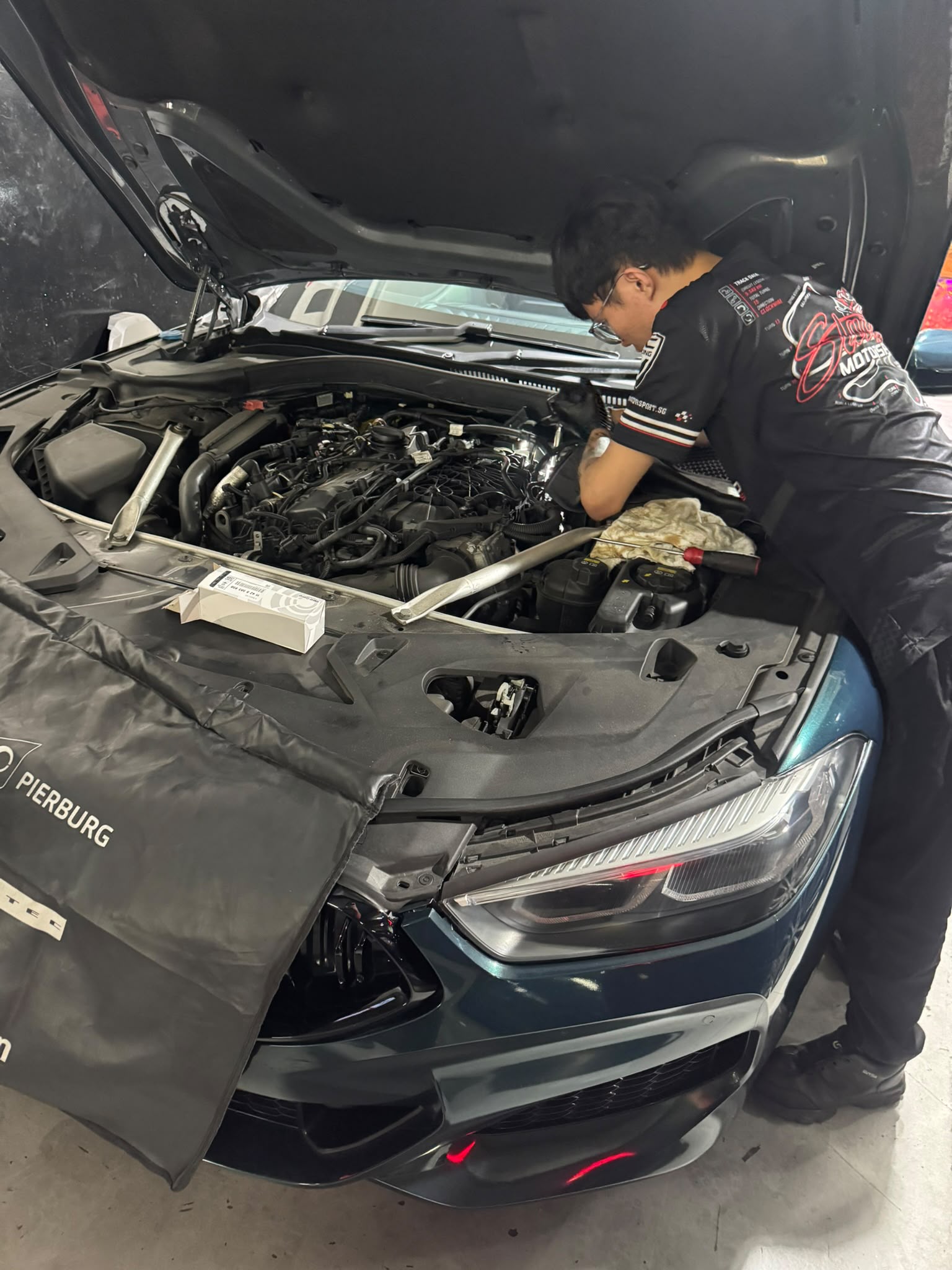BMW B48 coolant system repair at a Singapore workshop